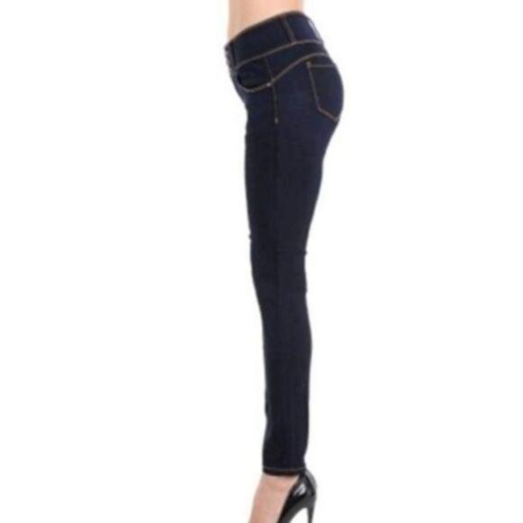 Wax Dark Blue Stretchy Push-Up Butt Accent Jeans - Picture 3 of 3